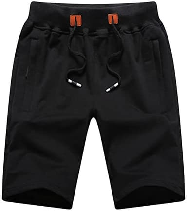 QPNGRP Mens Shorts Casual Drawstring Zipper Pockets Elastic Waist Black 38 - Image 1