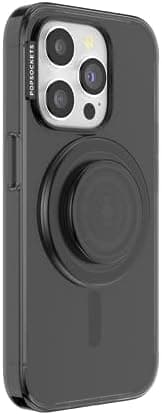 PopSockets iPhone 15 Pro Case with Round Phone Grip Compatible with MagSafe, Phone Case for iPhone 15 Pro, Wireless Charging Compatible - Black Translucent - Image 4