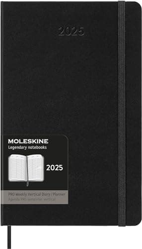 Moleskine PRO 12 Month 2025 Weekly Vertical Planner, Hard Cover, Large (5" x 8.25"), Black, 288 pages - Image 1