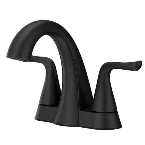 Pfister Willa Bathroom Sink Faucet, 4-Inch Centerset, 2-Handle, 3-Hole, NSF Certified, Spot Defense Matte Black Finish, LF048MALSDB - Image 1