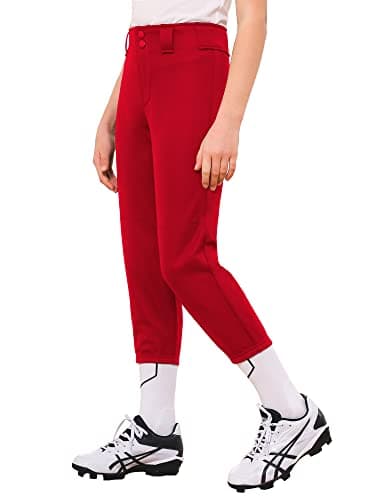 Stelle Girls' Softball Pants Youth Kids Baseball Pants Fastpitch Pants with Pockets Boys Tee Ball (Red, S) - Image 1