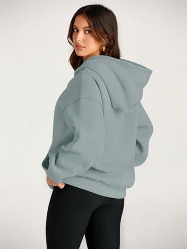 Trendy Queen Womens Oversized Hoodies Fleece Sweatshirts Fall Fashion 2025 Pullover Sweaters Winter Clothes Light Green S - Image 4
