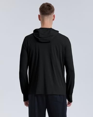 Locachy Men's UPF 50+ Sun Protection Outdoor Lightweight Full Zip Hoodie Jacket Long Sleeve Fishing Hiking Performance Shirt Black XL - Image 2