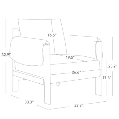 CHITA Accent Chair, Mid Century Modern Fabric Upholstery Armchair for Living Room, Grey Solid Wood Frame, Fabric in Linen - Image 2