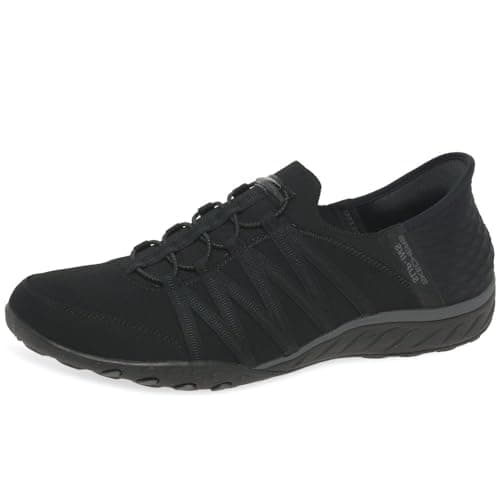 SKECHERS Women's Breathe Easy-ROLL with ME Sneaker, Black, 8.5 - Image 1