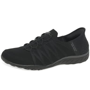 SKECHERS Women's Breathe Easy-ROLL with ME Sneaker, Black, 8.5 - Image 1