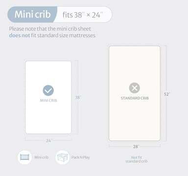 Blissful Diary Muslin Mini Crib Sheets, Pack and Play Mattress Sheets Fitted for Pack N Play, Soft Cotton for Boys Girls, 2 Pack(Light Blue&Grey) - Image 3