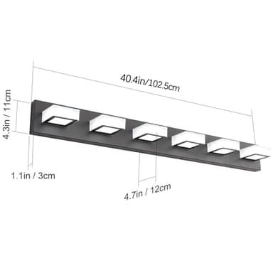 Ralbay Modern Black Vanity Lights Fixtures 6 Lights Acrylic Modern LED Matte Black Vanity Lights for Bathroom - Image 5