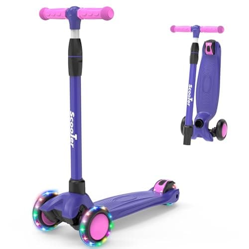 Kids Scooter,LED Lighted Wheels and 3 Adjustable Height Handlebars Scotters for Kids 3-12,3 Wheel Toddler Kick Scotter for Boys & Girls up to 132 Lbs. - Image 1