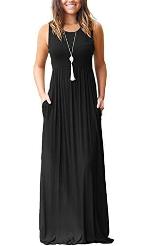 MOLERANI Women's Loose Plain Maxi Dresses Casual Long Dresses with Pockets,Black,XL - Image 1
