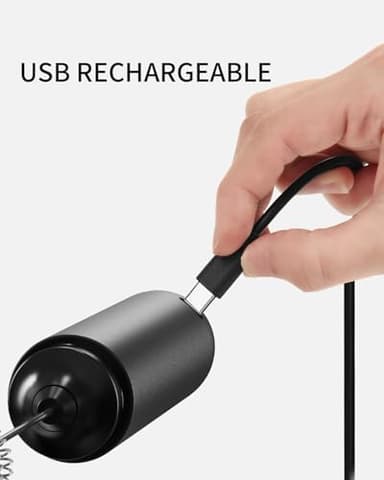 CIRCLE JOY Rechargeable Milk Frother Hanheld, Dual Spring Whisk Electric Coffee Frother, Portable Hand Frother Wand Drink Mixer for Matcha Lattes Cappuccino, Kitchen Gifts, Black - Image 4