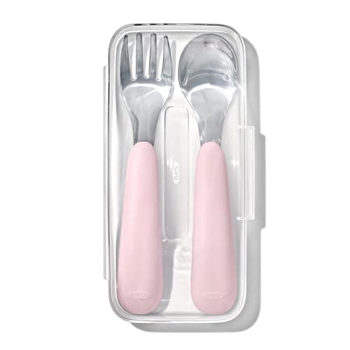 OXO Tot On-The-Go Fork and Spoon Set - Blossom - Image 1