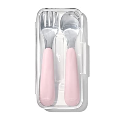 OXO Tot On-The-Go Fork and Spoon Set - Blossom - Image 1