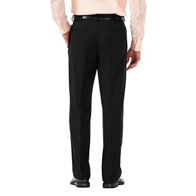 Haggar mens Cool 18 Pro Classic Fit Pleat Front Hidden Expandable Waist With Big & Tall Sizes Casual Pants, Black, 38W x 29L US - Image 3