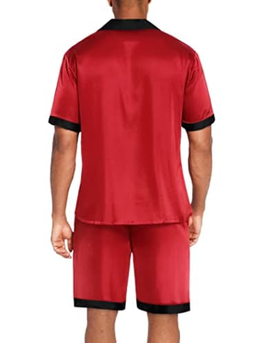 Ekouaer Men Satin Silk Pajamas Set with Pockets Sleepwear Shorts Satin Summer Loungewear 2 Piece Button Down Set S-3XL - Image 3