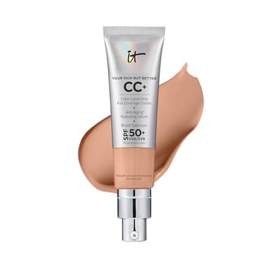 IT Cosmetics CC+ Cream (Medium Cool) - Natural Full Coverage Foundation With SPF 50+, Color Corrector & Anti-Aging Hydrating Serum, Hyaluronic Acid + Peptides, Lightweight - 1.08 fl oz - Image 1