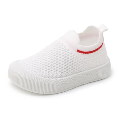 RVROVIC Toddler Boys Girls Sneakers Lightweight Slip on Shoes Kids Breathable Non-Slip Walking Shoes 1-3 Yrs(7.5 M Toddler,A1-White) - Image 4