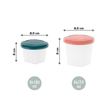 Babymoov Eco-Friendly Baby Food Jars Set of 16 (8 x 6 oz + 8 x 8.45 oz) BPA-Free Storage Containers Made from Biosourced Sugar Cane Leakproof Silicone Lids Microwave, Freezer & Dishwasher Safe - Image 5