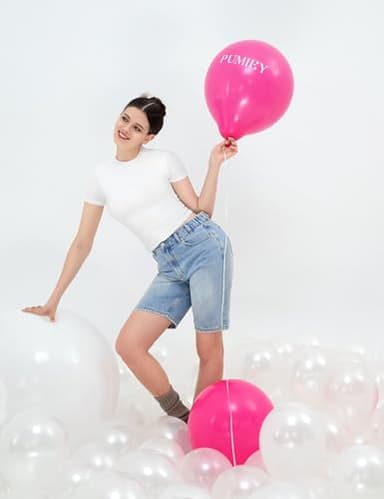 PUMIEY Summer Tops for Women Slim Fit Short Sleeve T Shirts Sexy Y2K Crop Top, Splashed White Small - Image 5