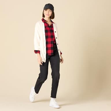 Amazon Essentials Women's Regular-Fit Long-Sleeve Lightweight Plaid Flannel Shirt, Red Buffalo Check, X-Large - Image 5