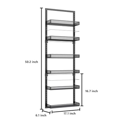 BRGMAUS Over the Door Organizer 6 Tier Spice Rack Wall Mounted Wire Baskets Set Heavy Duty Metal Adjustable Storage Shelves for Pantry Kitchen Bathroom - Image 3