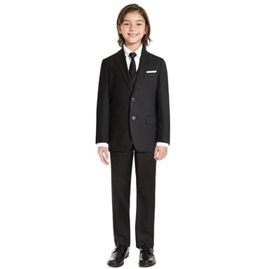 BOLADA Boys' Black Slim Fit Formal Classic 6-Piece Suit Set Size 12 Big Boys Toddler Tuxedos Suits for Kids Teen Youth Wedding Outfit Ring Bearer Outfit - Image 2