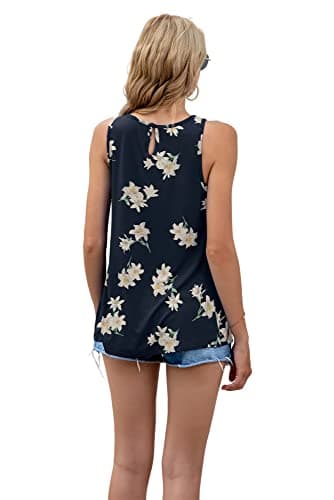 SUEANI Women's Summer Tank Tops Crew Neck Sleeveless Solid Color Casual Loose Fit Tee Shirts(X-Large, FP Blue Lily) - Image 4