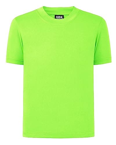 QBK 2T to Youth Neon Shirt Kids UPF 50+ Dry Fit Athletic Short Sleeve Rash Guard T Shirts for Boys Girls Sports Undershirt (Green S) - Image 1