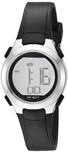 Amazon Essentials Women's Digital Chronograph Resin Strap Watch, Water Resistant, Silver-Tone, Black - Image 1