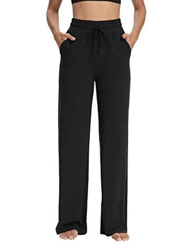 Sarin Mathews Womens Yoga Sweatpants Wide Leg Lounge Pajamas Pants Comfy Drawstring Workout Joggers Pants with Pockets Black XL - Image 3