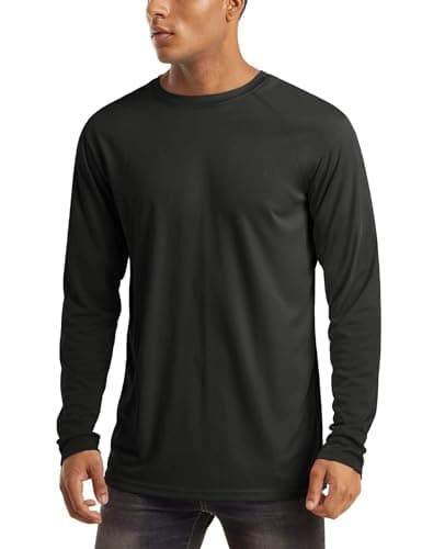 MAGCOMSEN Men's Long Sleeve UV Sun Protection Shirts UPF 50 Black - Image 1