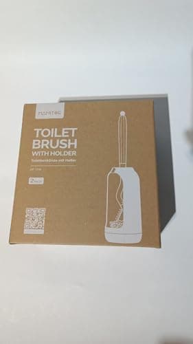 HAMITOR Toilet Bowl Brush Holder Set: Bathroom Deep Cleaning Toilet Cleaner Scrubber Under Rim with Curved Bristle for Dead Corner Clean - Hidden Rv Toilet Decorative Accessories with Caddy- White - Image 7