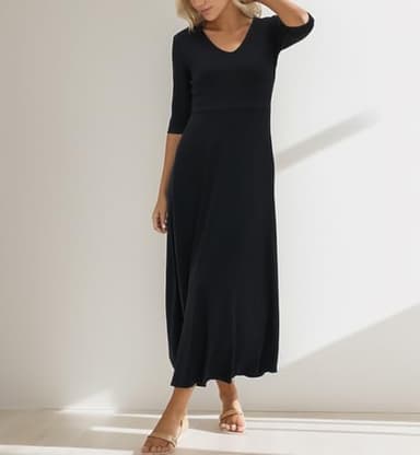 LUXVEER Maxi Dress for Women Casual Loose Beach Dresses with Pockets for 2024 Black - Image 2