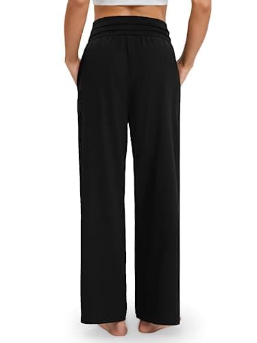 Gracyoga Wide Leg Yoga Pants for Women Casual Loose Cozy Sweatpants High Waisted Lounge Pajama Flowy Pants With Pockets - Image 3