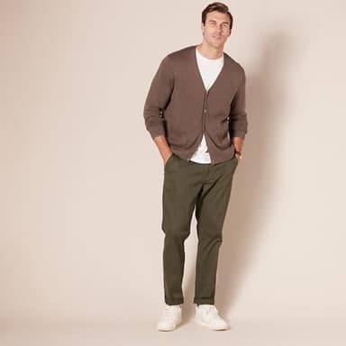 Amazon Essentials Men's Cotton Cardigan Sweater, Brown Heather, Medium - Image 8