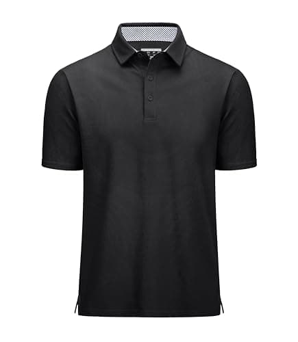 MAGCOMSEN Men's Polo Shirts Short Sleeve Golf Shirts Black Shirt Cotton Polo Shirts Classic Fit Tennis Polo Summer Casual Collared Shirt T Black, 2XL - Image 1