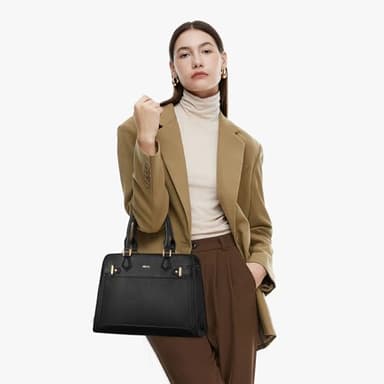 Keyli 2pcs Purses and Handbags for Women, Trendy Tote Shoulder Bag Top Handle Satchel Purse Waterproof Leather Crossbody Designer Bags with Pockets Black - Image 3