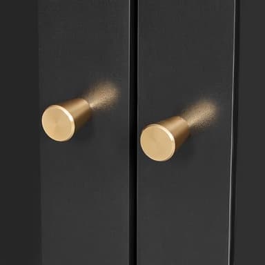 Homhedy Cat Litter Box Enclosure, Cat Washroom Furniture with Metal Frame, Pet House, Fit Most of Litter Box, Modern Style, Black and Gold - Image 7