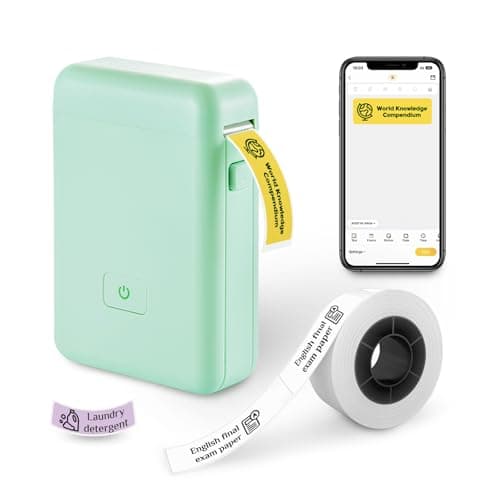 vretti Label Maker Machine with Tape, HP2 Portable Bluetooth Label Printer for Storage, Shipping, Barcode, Office, Home, Organizing Mini Sticker Label Maker with Multiple Templates (Green) - Image 1