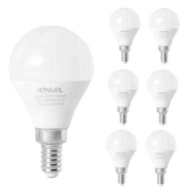 KINUR LED Ceiling Fan Light Bulbs E12 6 watt A15 led Small Light Bulbs Daylight 5000K 60watt Equivalent 120V for Pendant, Hallway Fixtures Non-dimmable 6 Pack - Image 1