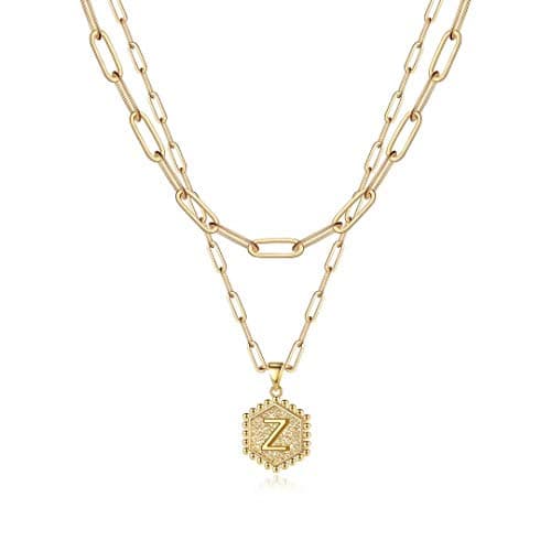 M MOOHAM Layered Initial Necklaces for Women - Cute Letter Initial Z Necklace Choker Necklace Dainty Layered Necklaces for Women - Image 1