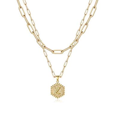 M MOOHAM Layered Initial Necklaces for Women - Cute Letter Initial Z Necklace Choker Necklace Dainty Layered Necklaces for Women - Image 1