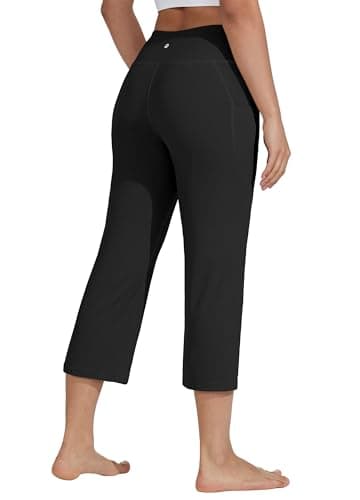 Willit Women's Yoga Capris Pants High Waist Leggings Crop Straight Leg Athletic Exercise Workout Capris 21" Black 3XL - Image 2