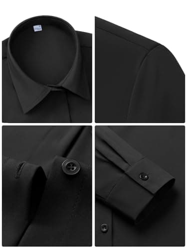 siliteelon Button Down Shirts for Women Black Collared Stain Shield Dress Shirts Wrinkle Free Long Sleeve Business Button Up Shirt Slim Fitted Solid Casual Work Blouse - Image 5