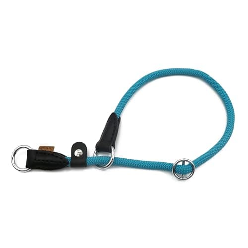 Aiminto Braided Round Martingale Dog Collar, Training Collar with Slidable Stop Ring and Adjustable Stopper - Ideal for Medium Dogs (M(1/3") - 18" Long, Light Blue) - Image 1