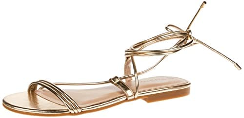 The Drop Women's Samantha Flat Strappy Lace-Up Sandal, Gold, 9.5 - Image 1