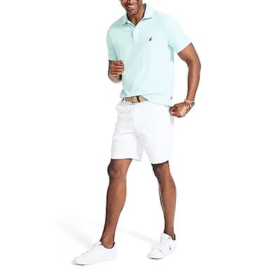 Nautica Men's Classic Fit Flat Front Stretch Solid Chino 8.5" Deck Shorts, Bright White, 32W - Image 5