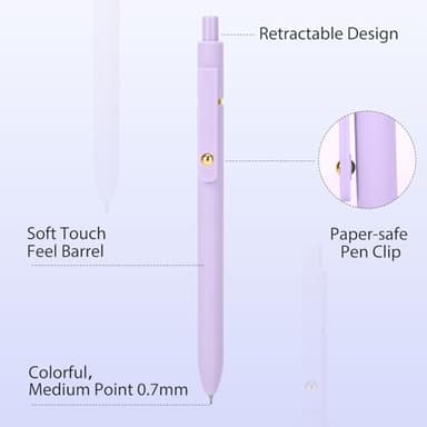 FIOVER Colorful Gel Pens - 6Pcs 0.7mm Multi-Colored Pens, Smooth Writing Coloring Journaling Supplies for Note Taking, Cute Aesthetic Office School Supplies(6Pcs-Morandi Colorful) - Image 4