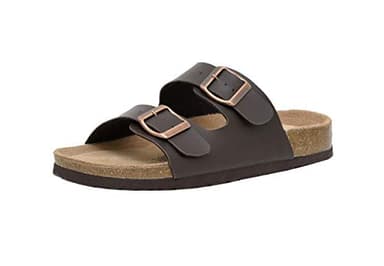 CUSHIONAIRE Lane Cork Footbed Sandals for Women – Comfortable Double Buckle Slip-On with Genuine Suede Footbed & Arch Support Slides for Women Footwear, BROWN 7.5 - Image 8