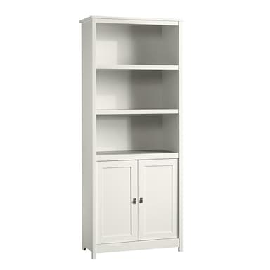 Sauder Cottage Road Book Shelf, Bookshelf with Storage, Library Bookcase with Doors and Adjustable Shelves, in Soft White Finish - Image 1